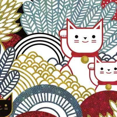 cat talisman Fabric, Wallpaper and Home Decor